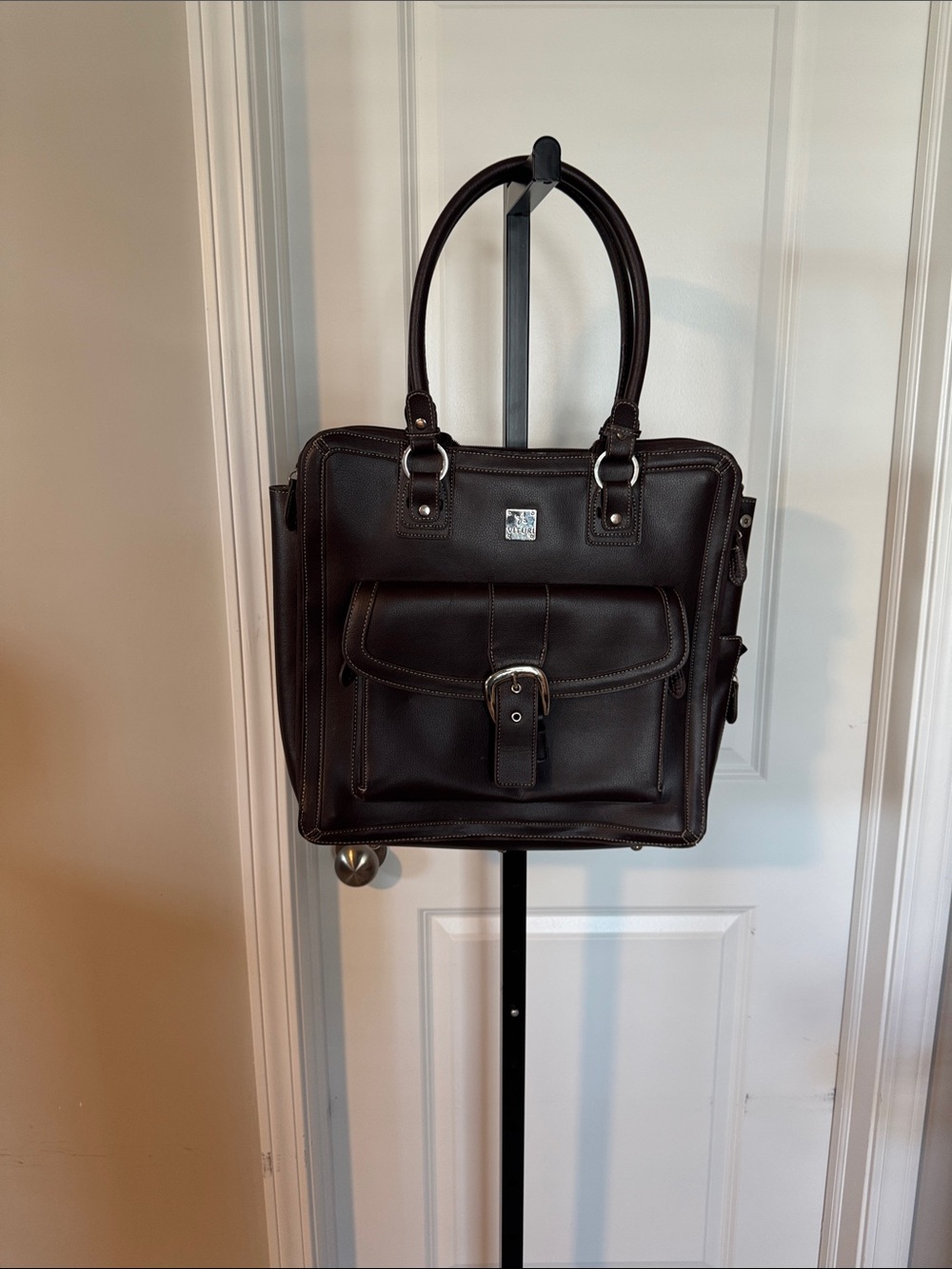 Women’s Dark Brown Leather Laptop Bag Tote - Professional Carryall